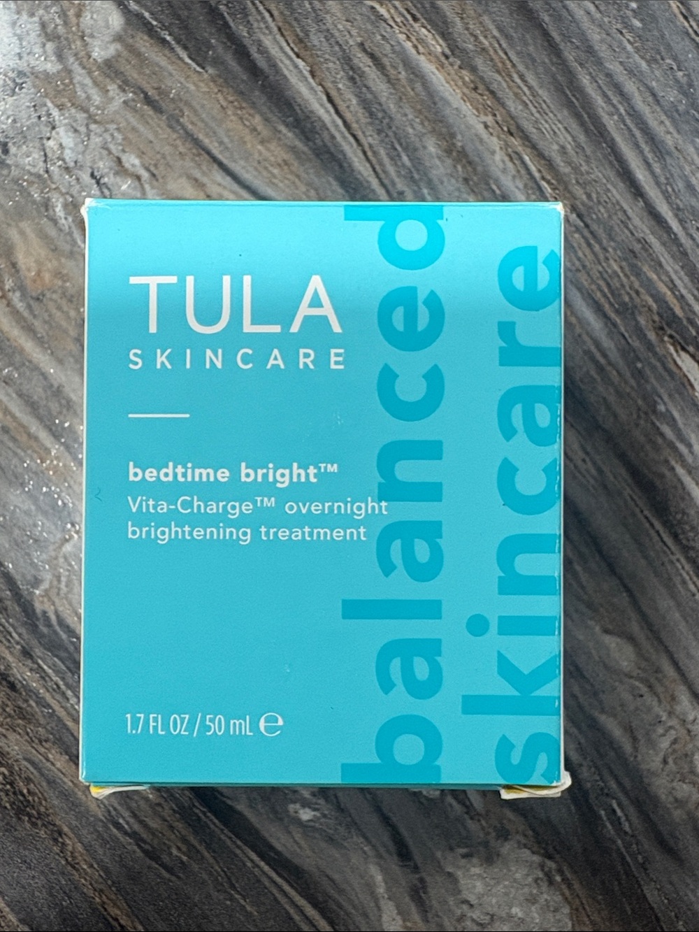 Tula Bedtime Bright Overnight Treatment – Turquoise Blue Packaging